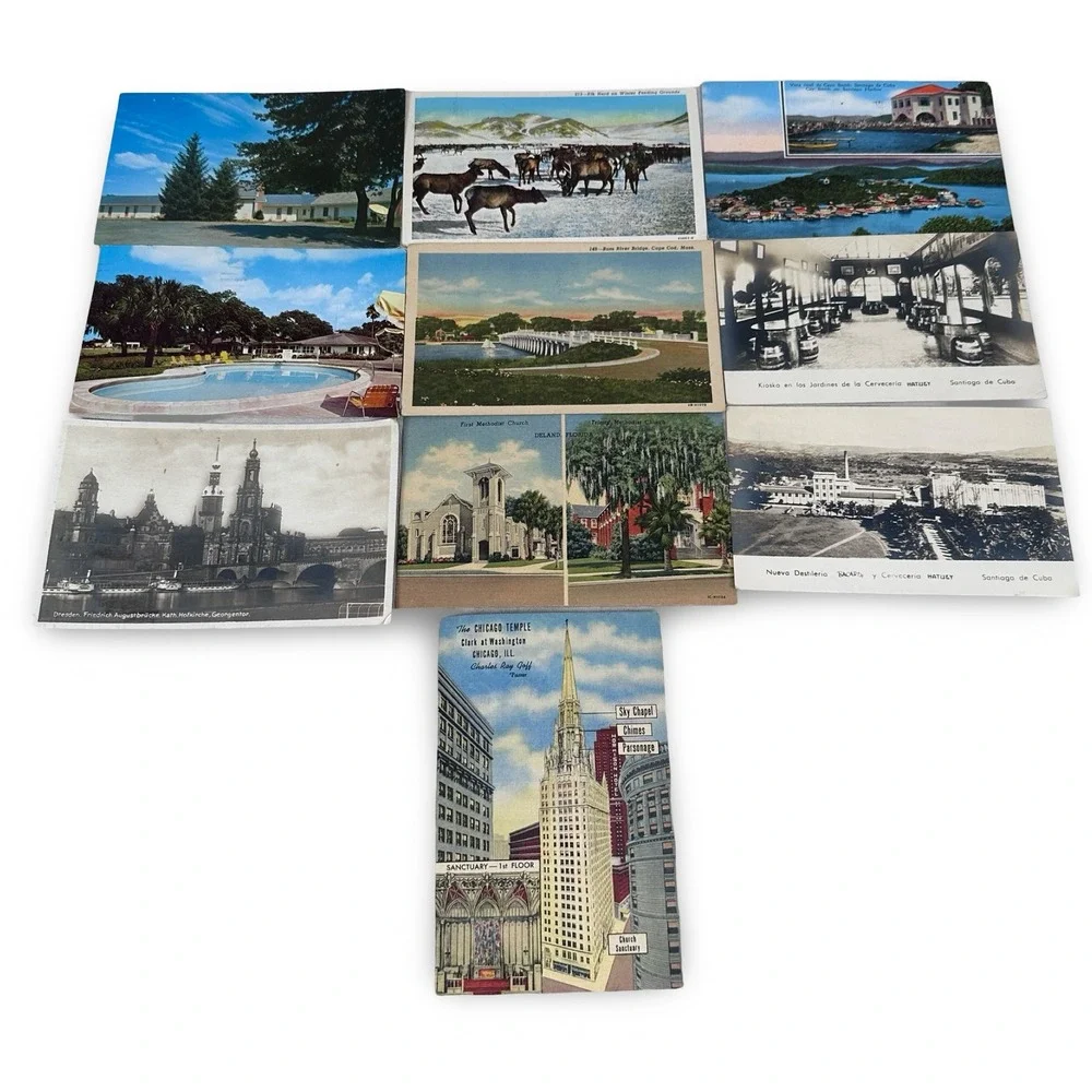 Vintage Postcard Lot 10 Chicago Florida Cape Cod Cuba Germany 1940s-60s Mixed